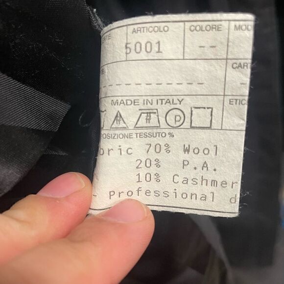 Black Cashmere and Wool Blend Italian Peacoat - Picture 6 of 7